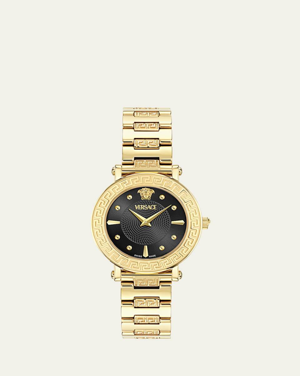 35mm Greca Sphere Watch with Bracelet Strap, Gold/Black